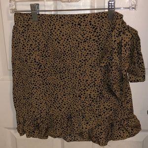 Brand new, Never worn Shein wrap skort, tan/brown with black spotted print.